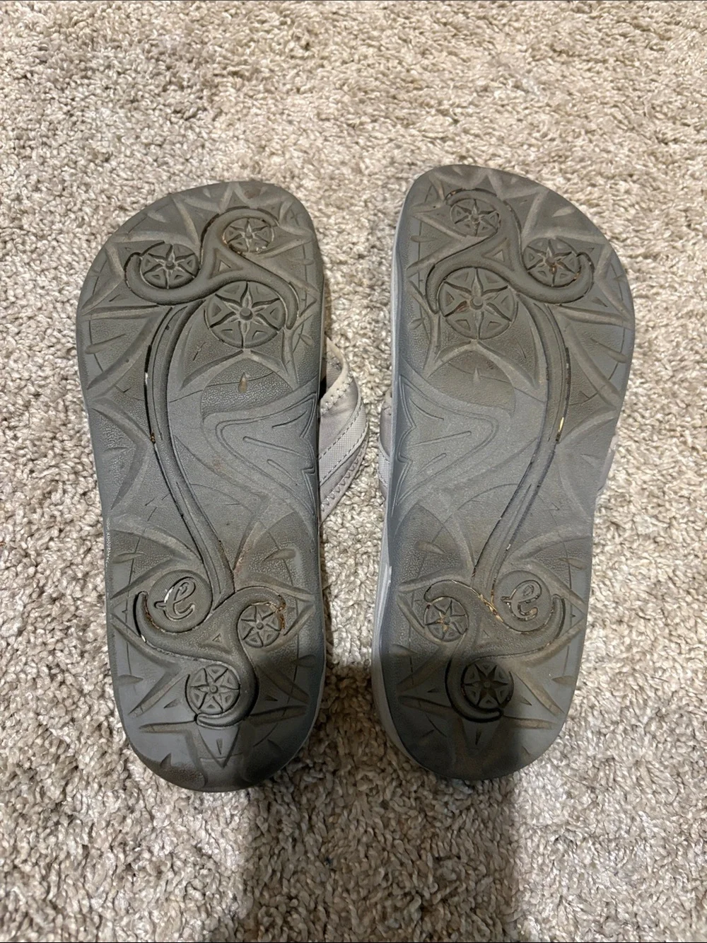 Men's Beige Strap Flip-Flops with Light Blue Footbed